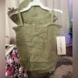 Baby girl romper & hat with tags